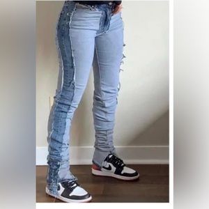 Light wash inside out jeans